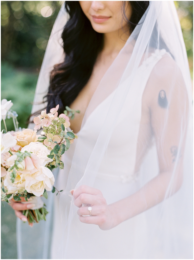 bride holding her bouquet on her wedding day in hood river