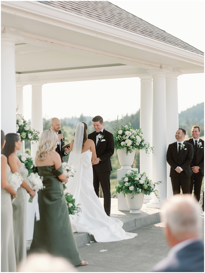 candid wedding ceremony photo at oswego hills vineyard in Oregon